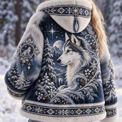 Veste Nordique Ingrid Loup Bleu Nuit